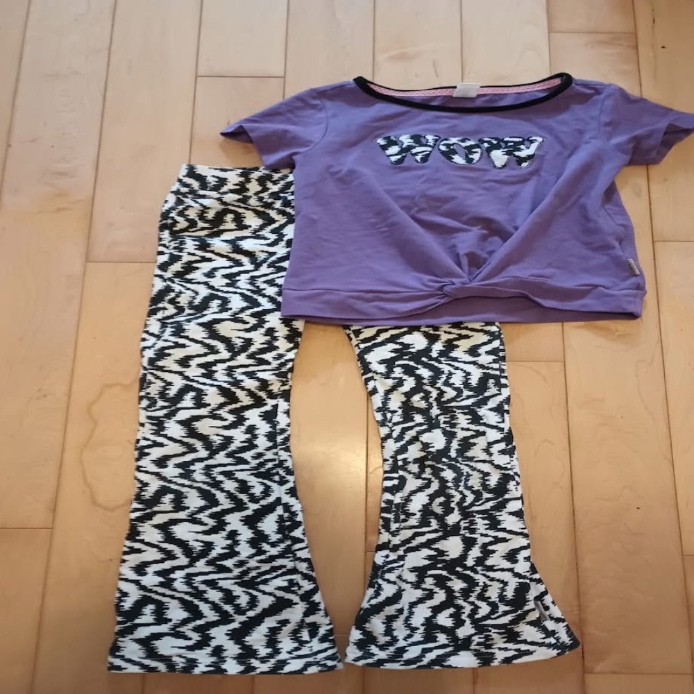 B.Nosy - Purple T-Shirt and Zigzag Pants Set
